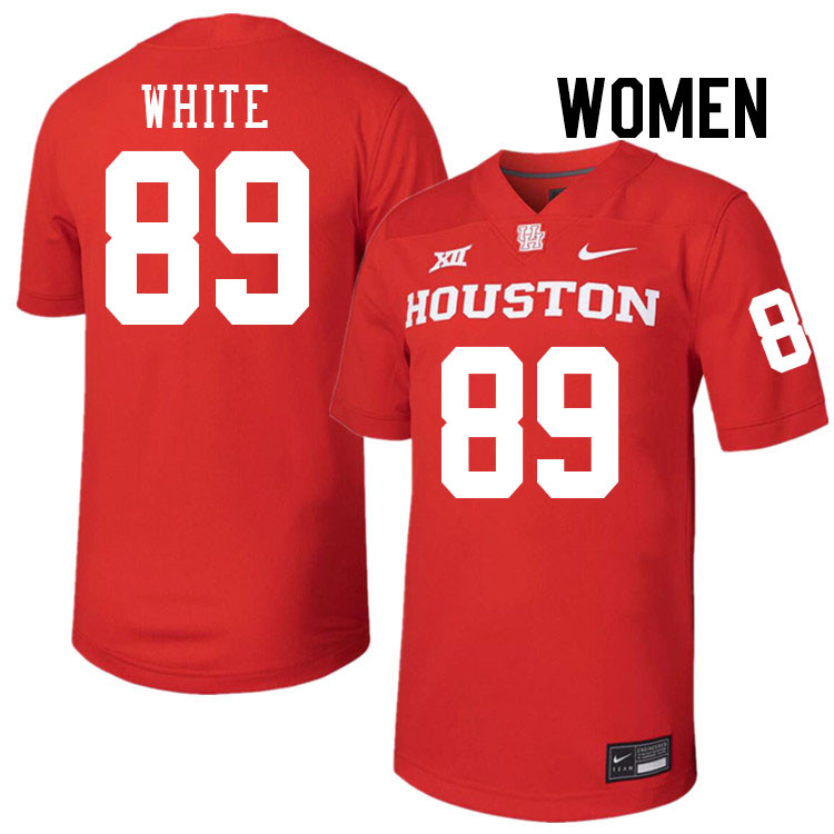 Women #89 Kolby White Houston Cougars College Football Jerseys Stitched-Red